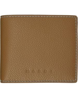 Marni Khaki Contrast Stitching Leather Bifold Wallet - Brown