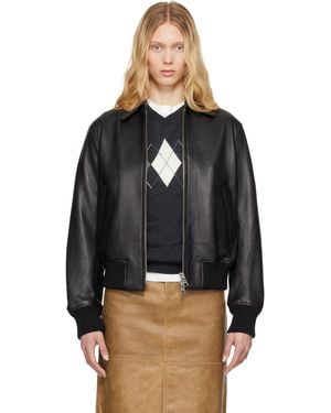 Ami Paris ブラック ジップアップ レザージャケット