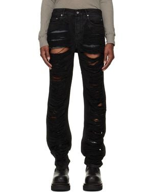 Rick Owens Tower Fog Cut Jeans - Black