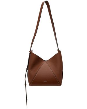 Max Mara Small Deer Print Leather Bucket Bag - Brown