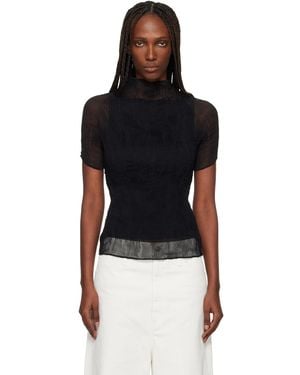 Issey Miyake Chiffon Twist T-Shirt - Black