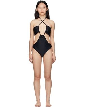 Rosetta Getty Drawstring Bandeau One-Piece Swimsuit - Black