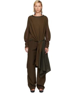 Kiko Kostadinov Khaki Eider Godet Minidress - Brown