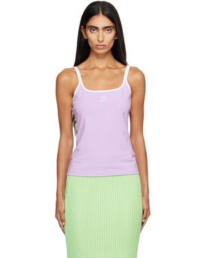 Versace Débardeur Mauve En Jersey Extensible De Coton À Logo Brodé - Vert