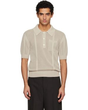 Lanvin Taupe Striped Polo - Black