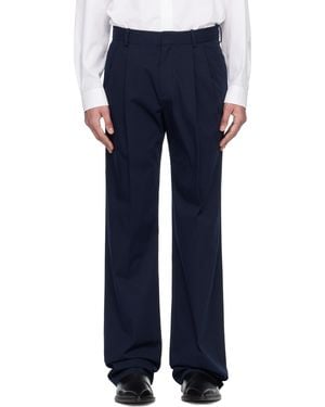 Balmain Cotton Twill Darted Trousers - Blue
