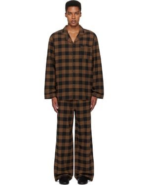 Skims Flannel Sleep Pyjama Set - Black