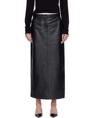 TOTEME Grained-Leather Straight Midi Skirt - Black