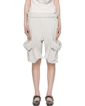 OPEN YY Rolled Waist Sweat Cargo Shorts - Natural