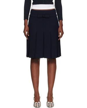 ShuShu/Tong Jupe Midi Bleu Marine À Plis Et À Boucle - Noir