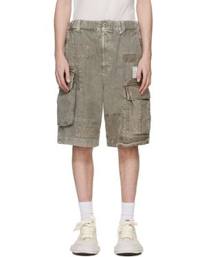 Maison Mihara Yasuhiro Taupe Repaired Cargo Shorts - Multicolour