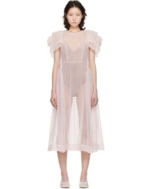 Simone Rocha Rose Puff Sleeve Hip Midi Dress - Black