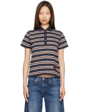 Moncler Striped Cotton Polo - Blue