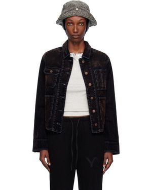 OPEN YY Velvet Denim Trucker Jacket - Black