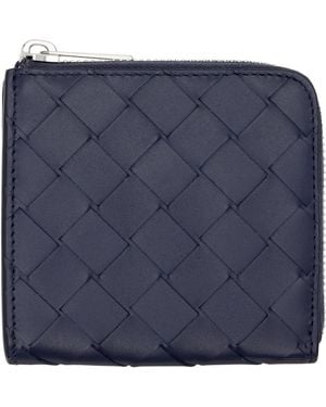 Bottega Veneta Intrecciato Square Zip Around Wallet - Blue
