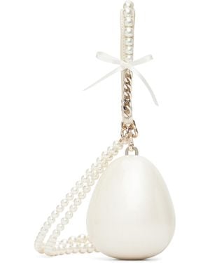 Simone Rocha Pearl & Chain Strap Pearl Egg Bag - White