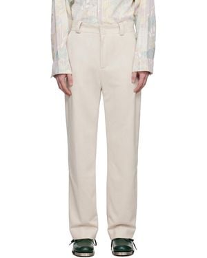 young n sang Faux-Suede Pants - Natural