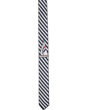 Thom Browne Sail Boat Pin Stripe Jacquard Knit Tie - Multicolour