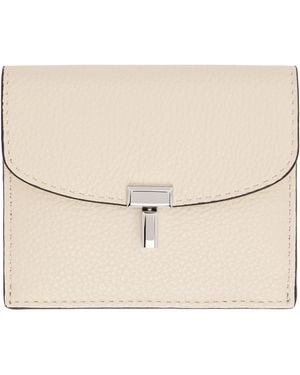 TOTEME Off- T-Lock Grained-Leather Card Holder - Natural