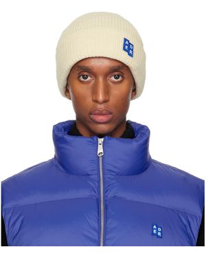 Adererror Bonnet 01 Blanc Cassé À Écusson À Logo Tetris - Bleu