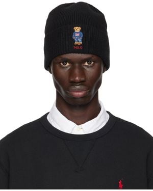 Polo Ralph Lauren Solid Flag Bear Beanie - Black