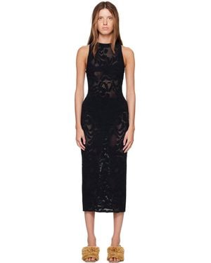 Givenchy Robe Midi Noire À Motif Fleuri