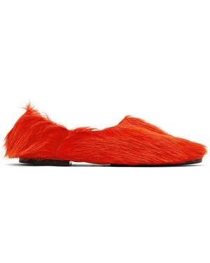 Jil Sander Long Hair Pony Loafers - Red