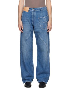 JW Anderson Jean De Travail Bleu À Coutures Torsadées