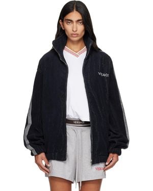 Versace Cotton-terry Jacquard Zip Jacket - Black