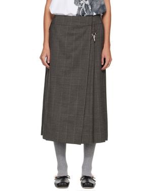Simone Rocha Jupe Midi Façon Tailleur Grise En Kilt