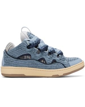 Lanvin Faux-Raffia Curb Sneakers - Blue