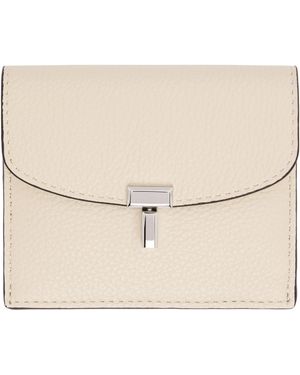 TOTEME Off- T-Lock Grained-Leather Card Holder - Natural