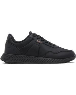 BOSS Textured Upper Low-Top Trainers - Black