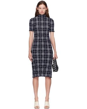 Burberry Check Wool Blend Midi Dress - Black