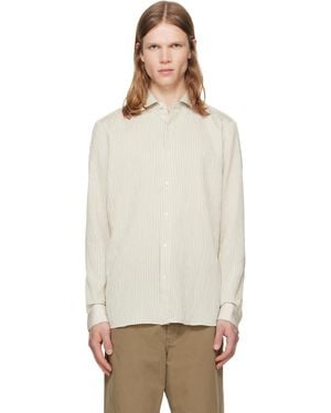 HUGO Striped Seersucker Modern-Fit Shirt - Natural