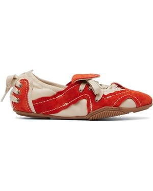 Acne Studios Off- & Suede Lace-Up Sneakers - Red