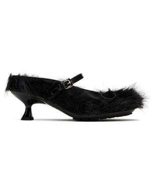 Simone Rocha Faux Fur Grip Mule Heels - Black