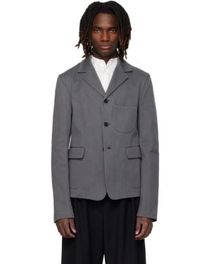 Rier Notched Lapel Denim Blazer - Black