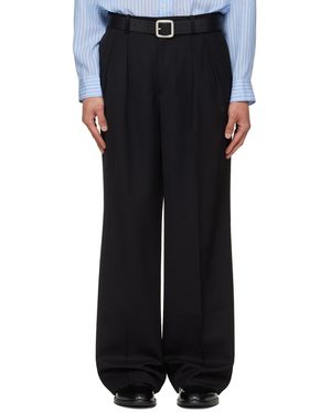 Tonywack Wool Double-Pleated Wide Trousers - Black