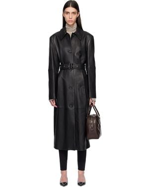 TOTEME Belted Leather Coat - Black