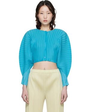 Pleats Please Issey Miyake Rib Pleats January Cardigan - Blue