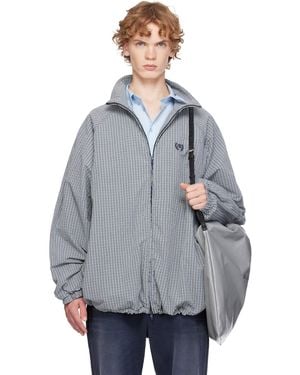 Balenciaga Cotton Linen Check Zip-Up Jacket - Grey