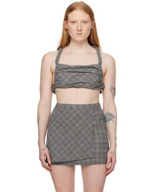 Ganni Grey Check Camisole - Black
