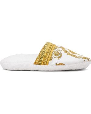 Versace ホワイト 'I Heart Baroque' スリッパ - ブラック