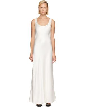 Rohe Robe Longue Blanc Cassé En Satin À Encolure Arrondie