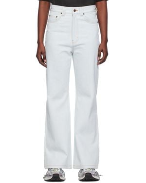 we11done Blue Straight Jeans - White