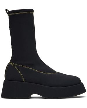 Ganni ブラック Retro Flatform ソックスブーツ - ブルー