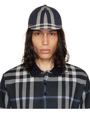 Burberry ネイビー チェック キャップ - ブラック
