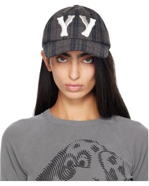 OPEN YY Casquette De Baseball 'Yy' Brune À Carreaux Et À Logo - Gris