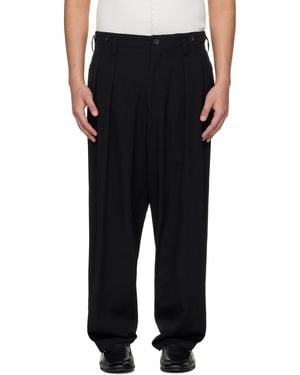 Yohji Yamamoto Wool Gaberdine 2 Tucks Suspender Trousers - Black
